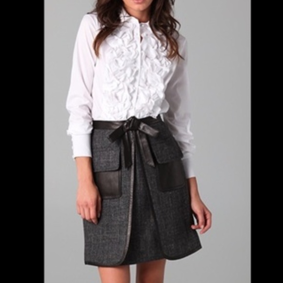 Robert Rodriguez Dresses & Skirts - 🍒EUC🍒 ROBERT RODRIGUEZ LEATHER TRIM SKIRT 6